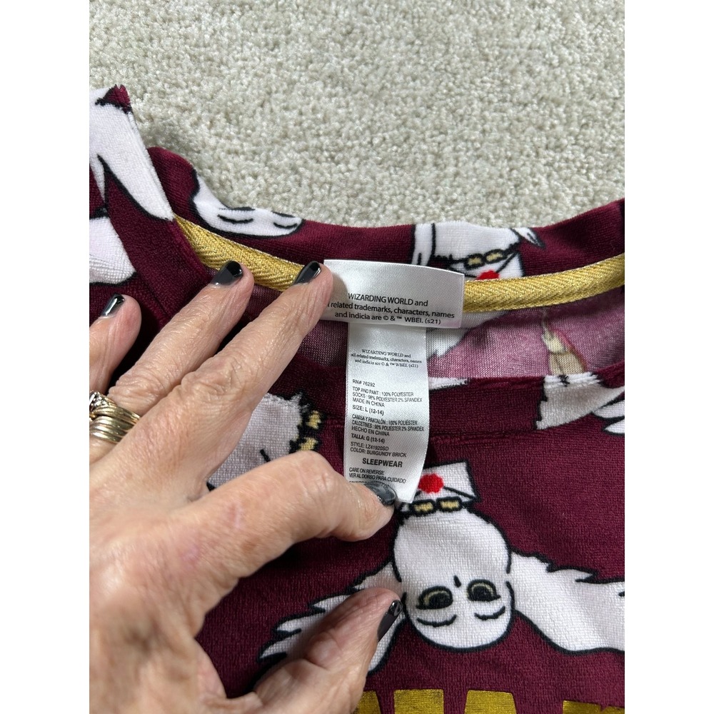 Harry Potter Women's Burgundy Robe Size L Owl Print Sleepwear - Picture 5 of 7